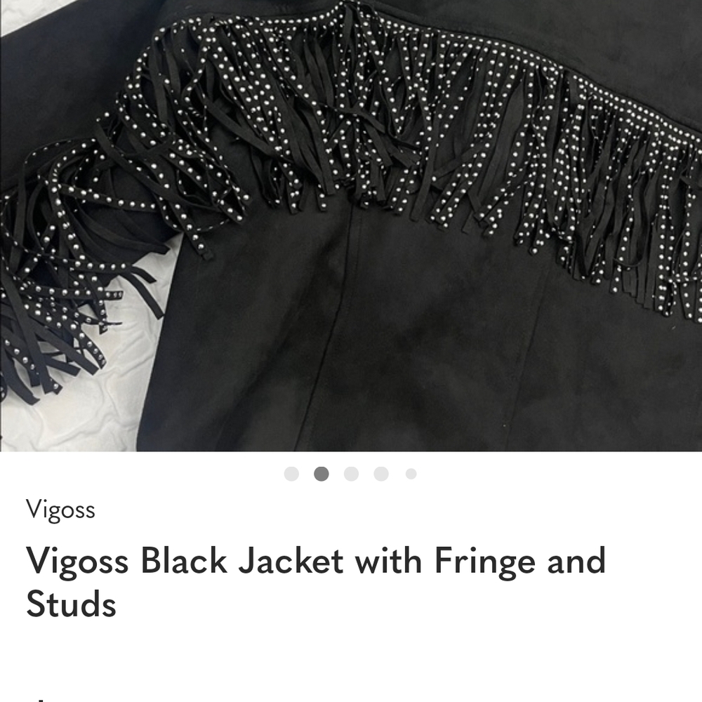 RODEO READY Vigoss Black Leather Jacket with Fringe and Studs